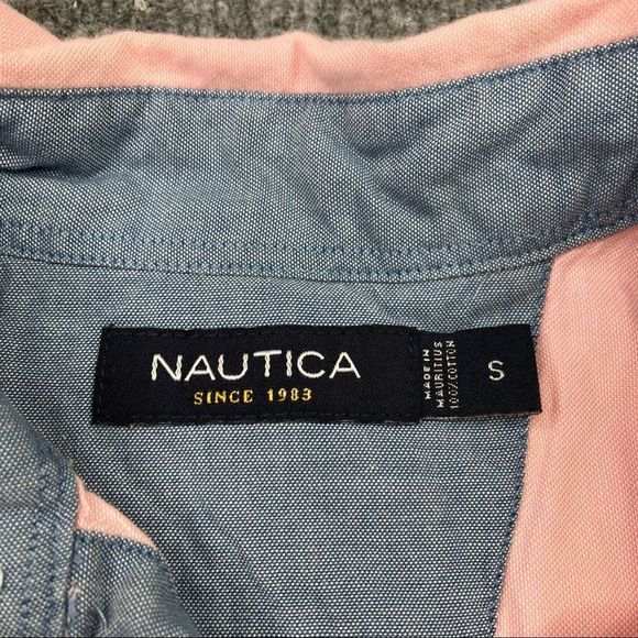 Nautica red pink button down Long Sleeves - Men’s Sz small - Picture 6 of 7